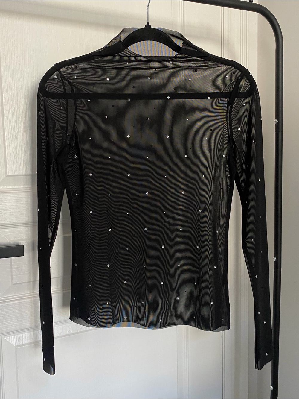 H&M Sheer Rhinestone-Embellished Long Sleeve Top